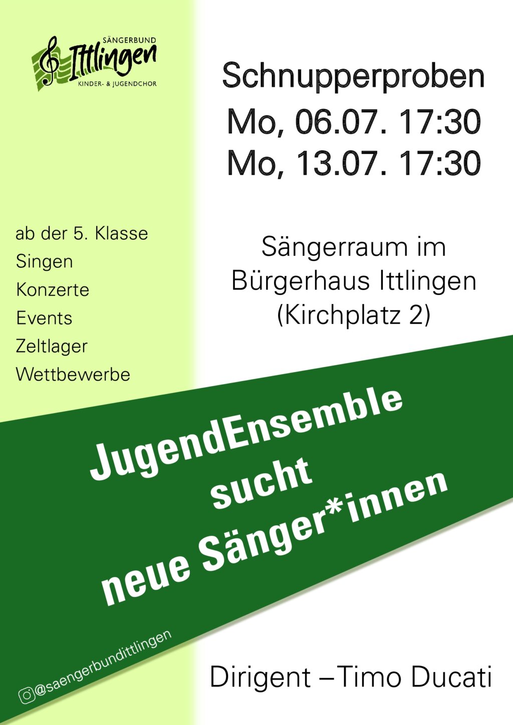 Werbung Jugendensemble Jugendchor Anspruch Spaß Gemeinschaft Fame